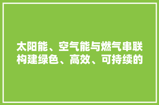 太阳能、空气能与燃气串联构建绿色、高效、可持续的能源体系 家电维修