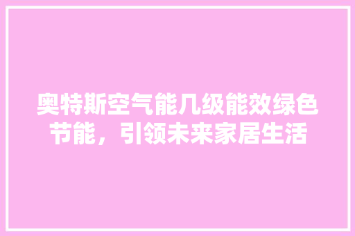 奥特斯空气能几级能效绿色节能，引领未来家居生活