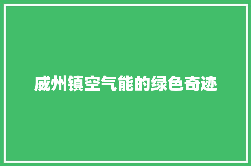 威州镇空气能的绿色奇迹 汽车维修