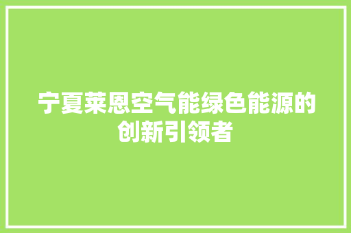 宁夏莱恩空气能绿色能源的创新引领者 厨房维修