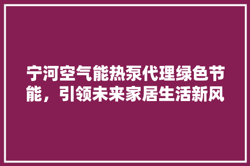 宁河空气能热泵代理绿色节能，引领未来家居生活新风尚 综合便民