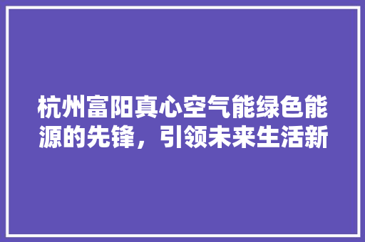 杭州富阳真心空气能绿色能源的先锋，引领未来生活新风尚 综合便民