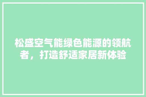 松盛空气能绿色能源的领航者，打造舒适家居新体验 综合便民