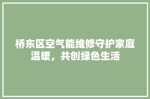 桥东区空气能维修守护家庭温暖，共创绿色生活 汽车维修