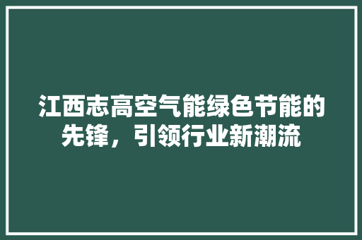 江西志高空气能绿色节能的先锋，引领行业新潮流
