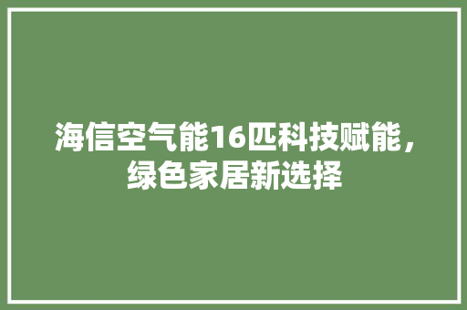海信空气能16匹科技赋能，绿色家居新选择 家电维修