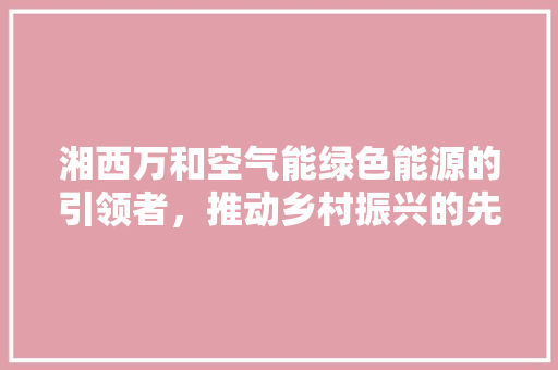 湘西万和空气能绿色能源的引领者，推动乡村振兴的先锋力量 汽车维修