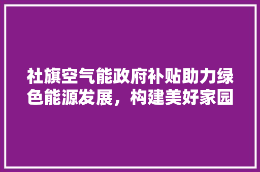 社旗空气能政府补贴助力绿色能源发展，构建美好家园 墙体维修