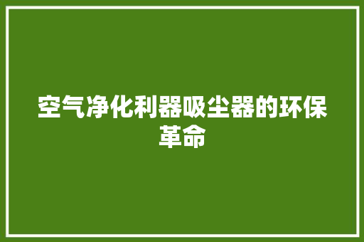 空气净化利器吸尘器的环保革命