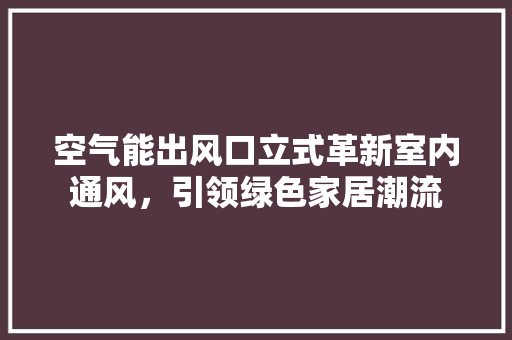 空气能出风口立式革新室内通风，引领绿色家居潮流