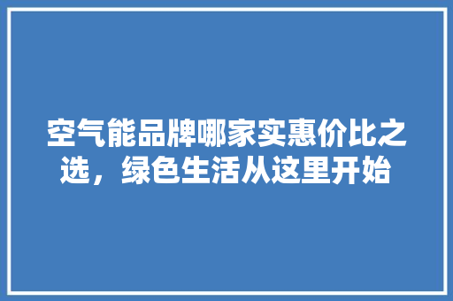 空气能品牌哪家实惠价比之选，绿色生活从这里开始 厨房维修
