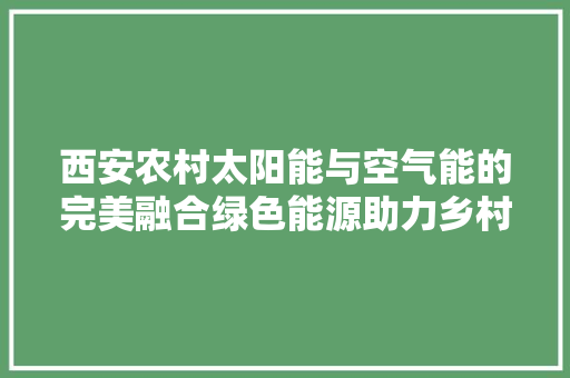 西安农村太阳能与空气能的完美融合绿色能源助力乡村振兴 墙体维修