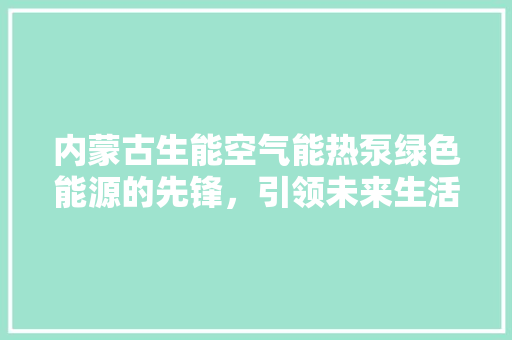 内蒙古生能空气能热泵绿色能源的先锋，引领未来生活新风尚