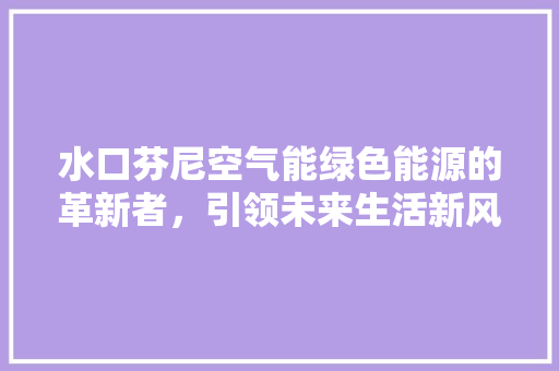 水口芬尼空气能绿色能源的革新者，引领未来生活新风尚