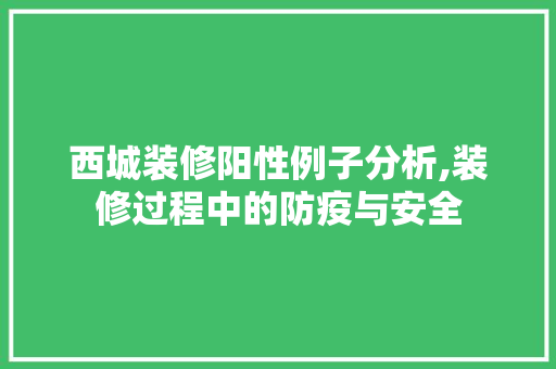 西城装修阳性例子分析,装修过程中的防疫与安全 西城装修阳性例子分析,装修过程中的防疫与安全 家电维修