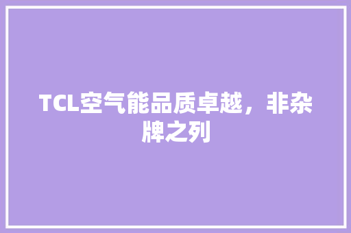TCL空气能品质卓越，非杂牌之列 厨房维修