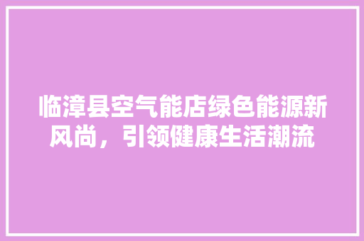 临漳县空气能店绿色能源新风尚，引领健康生活潮流 汽车维修