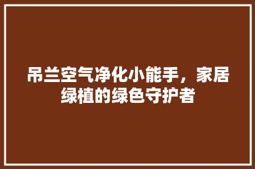 吊兰空气净化小能手，家居绿植的绿色守护者 家电维修