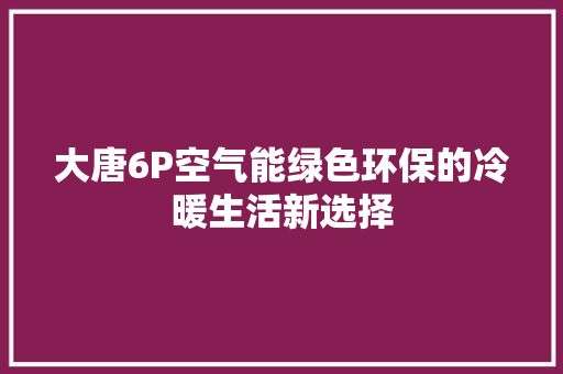 大唐6P空气能绿色环保的冷暖生活新选择 厨房维修