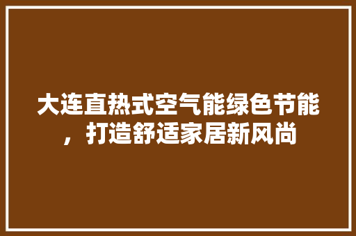 大连直热式空气能绿色节能，打造舒适家居新风尚
