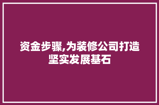 资金步骤,为装修公司打造坚实发展基石 资金步骤,为装修公司打造坚实发展基石 家电维修