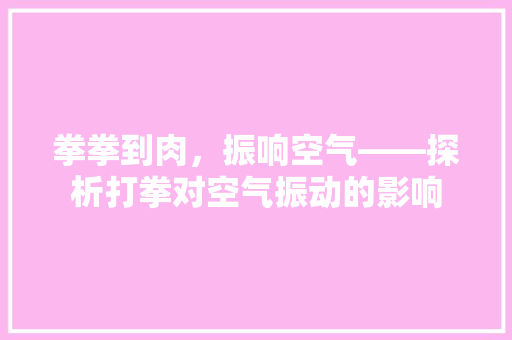 拳拳到肉，振响空气——探析打拳对空气振动的影响