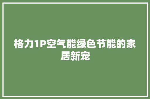 格力1P空气能绿色节能的家居新宠
