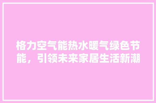 格力空气能热水暖气绿色节能，引领未来家居生活新潮流 家电维修