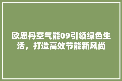 欧思丹空气能09引领绿色生活，打造高效节能新风尚