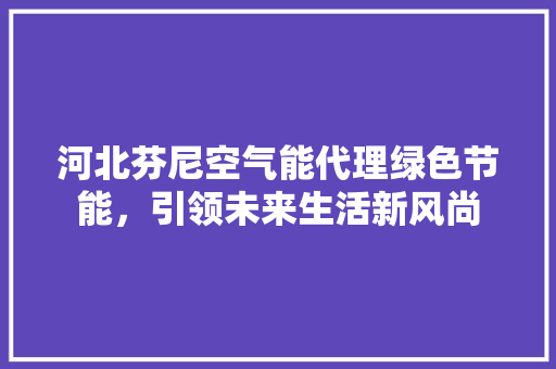 河北芬尼空气能代理绿色节能，引领未来生活新风尚