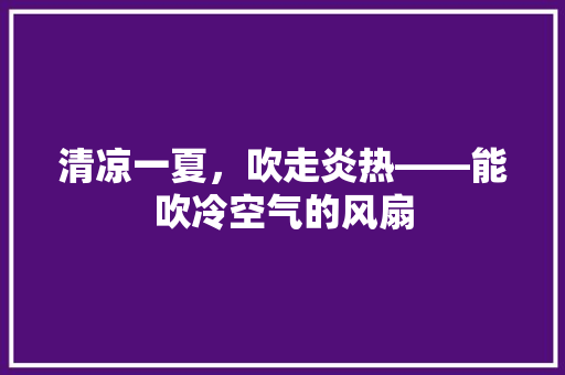 清凉一夏，吹走炎热——能吹冷空气的风扇