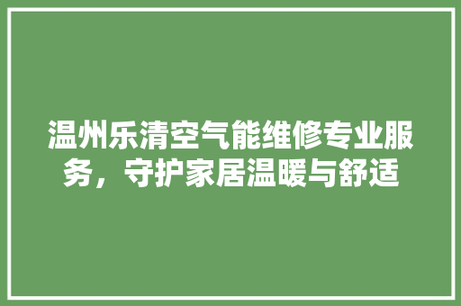 温州乐清空气能维修专业服务，守护家居温暖与舒适