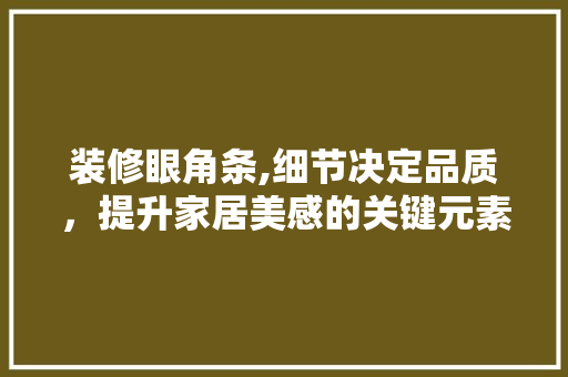 装修眼角条,细节决定品质，提升家居美感的关键元素 装修眼角条,细节决定品质，提升家居美感的关键元素 墙体维修
