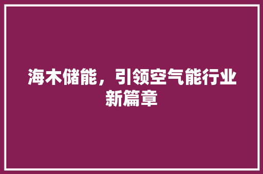 海木储能，引领空气能行业新篇章