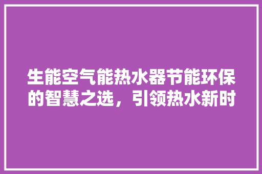 生能空气能热水器节能环保的智慧之选，引领热水新时代 汽车维修