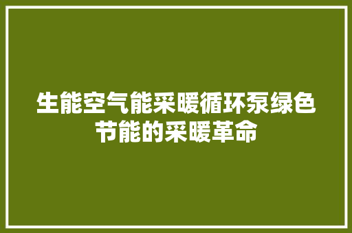生能空气能采暖循环泵绿色节能的采暖革命
