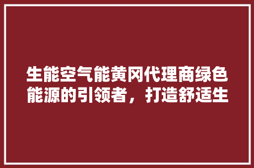 生能空气能黄冈代理商绿色能源的引领者，打造舒适生活新风尚