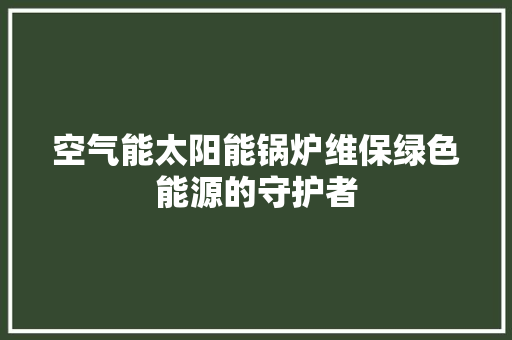 空气能太阳能锅炉维保绿色能源的守护者