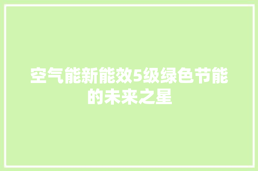 空气能新能效5级绿色节能的未来之星