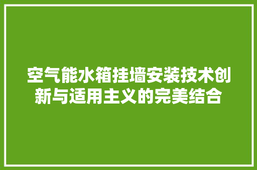 空气能水箱挂墙安装技术创新与适用主义的完美结合 厨房维修