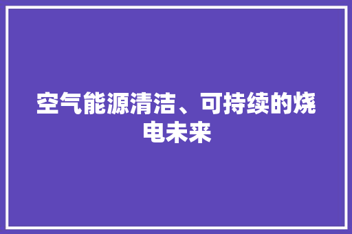 空气能源清洁、可持续的烧电未来