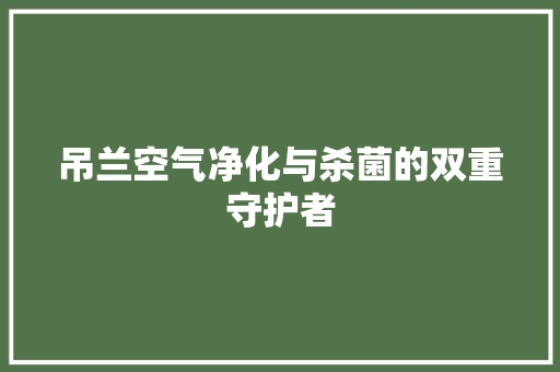 吊兰空气净化与杀菌的双重守护者 汽车维修