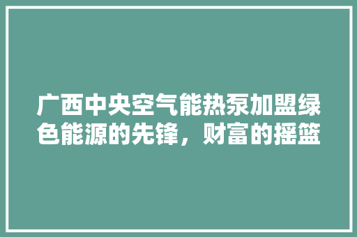 广西中央空气能热泵加盟绿色能源的先锋，财富的摇篮 厨房维修