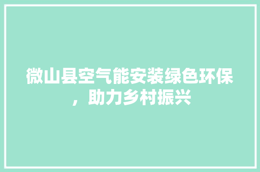 微山县空气能安装绿色环保，助力乡村振兴 家电维修