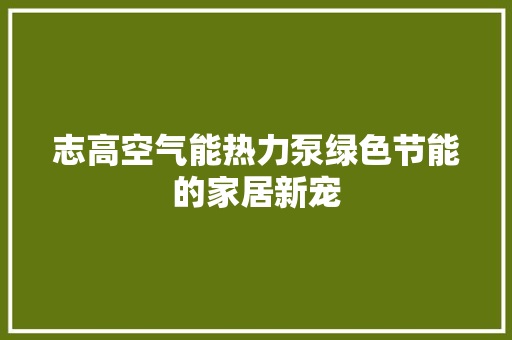 志高空气能热力泵绿色节能的家居新宠 综合便民