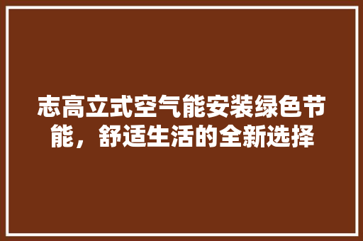 志高立式空气能安装绿色节能，舒适生活的全新选择 墙体维修