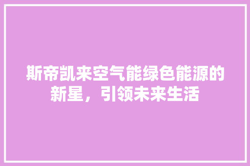 斯帝凯来空气能绿色能源的新星，引领未来生活 家电维修