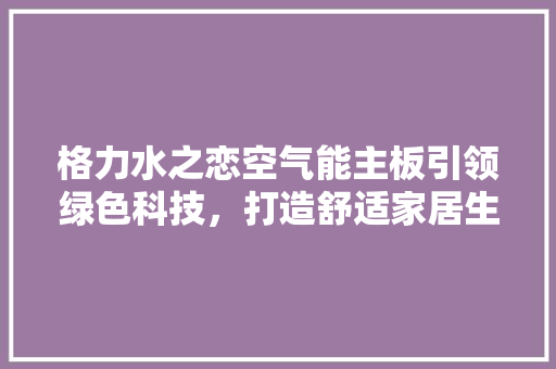 格力水之恋空气能主板引领绿色科技，打造舒适家居生活 墙体维修