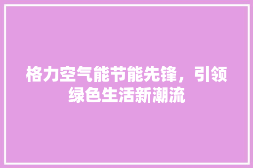 格力空气能节能先锋，引领绿色生活新潮流 家电维修