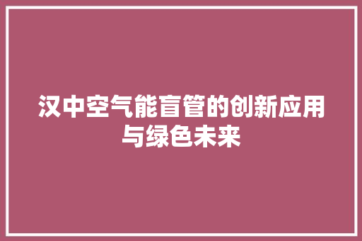 汉中空气能盲管的创新应用与绿色未来 汽车维修